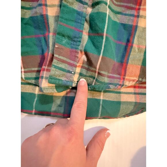 1990s Vintage Mens American Eagle Green Plaid Distressed Button Up Size Large - Picture 6 of 10